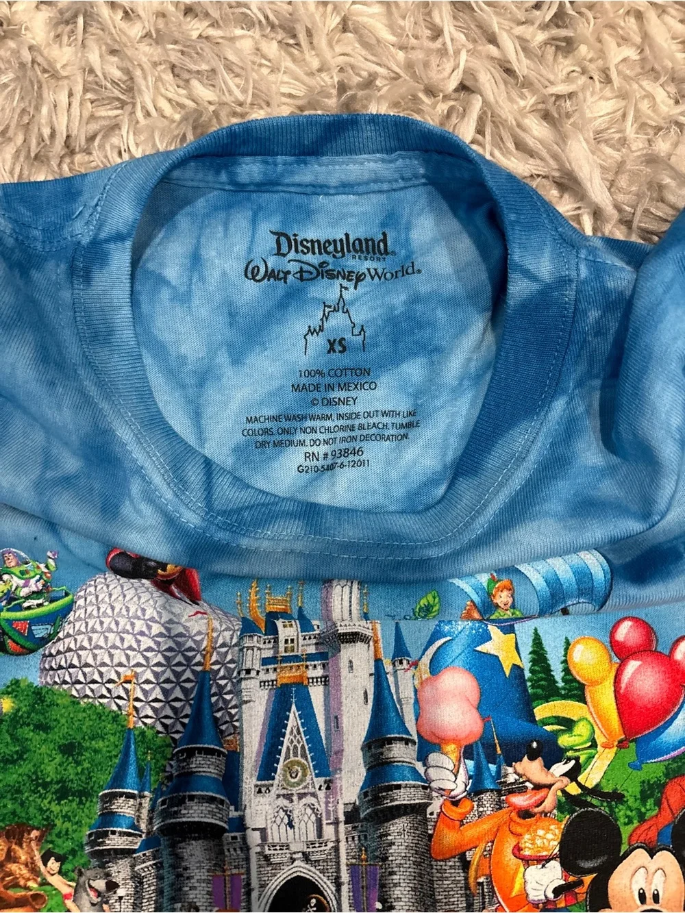 NWT Disney Parks Youth XS Blue Tie Dye T-Shirt Monorail Mickey Castle Kids